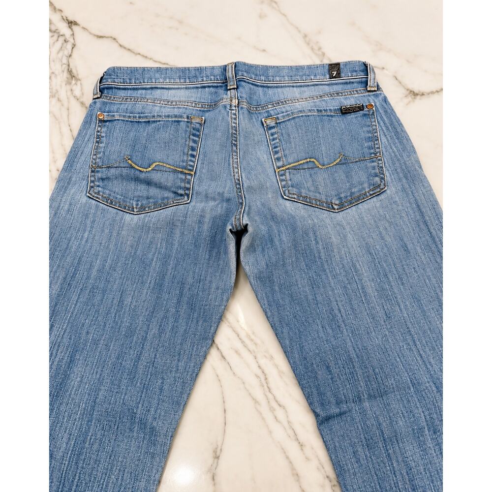 7 For All Mankind Bootcut Jean 31 Low Rise Stretch Y2K Model Off Duty Light Wash - Picture 5 of 13